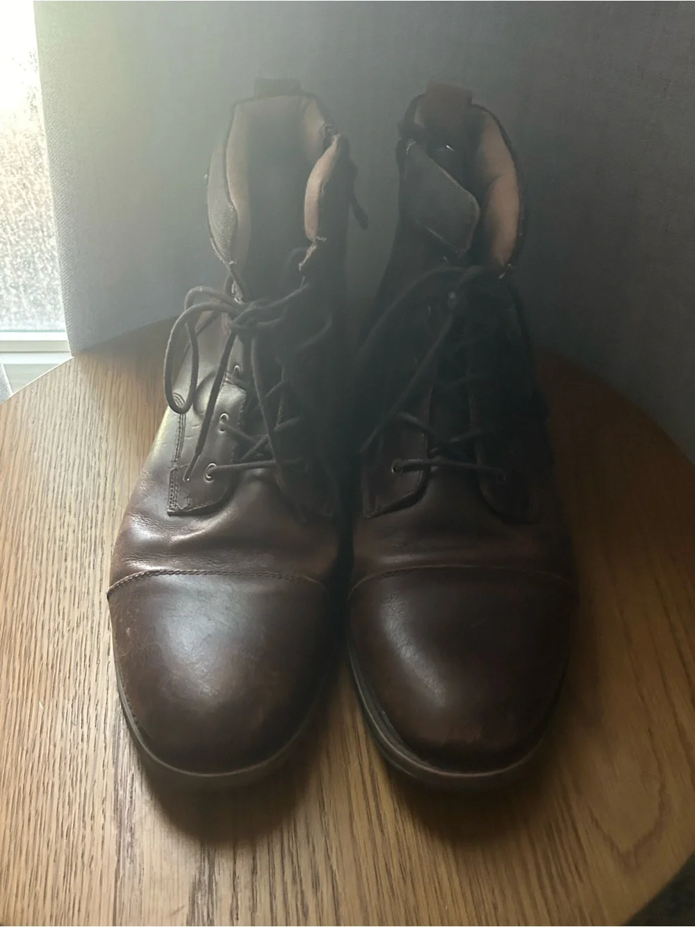 Aldo Dark Brown Leather Lace-Up Ankle Boots